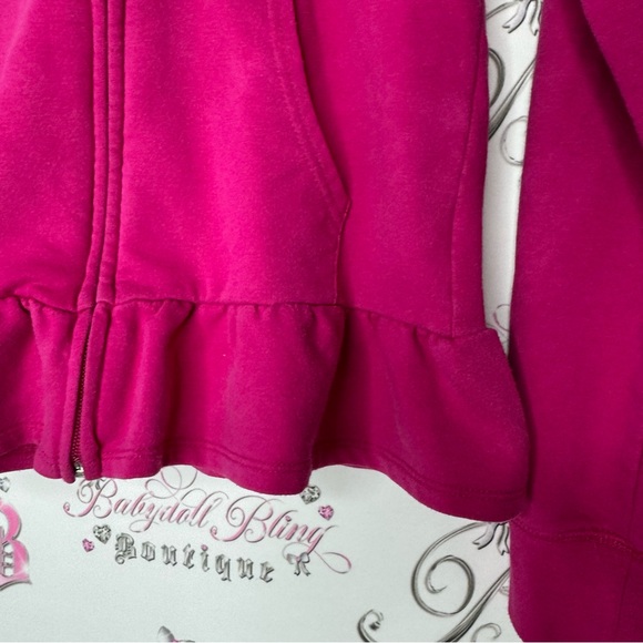 Juicy couture sweater ruffle frilly bottom peplum juicy J silver zipper pull y2k - Picture 9 of 9